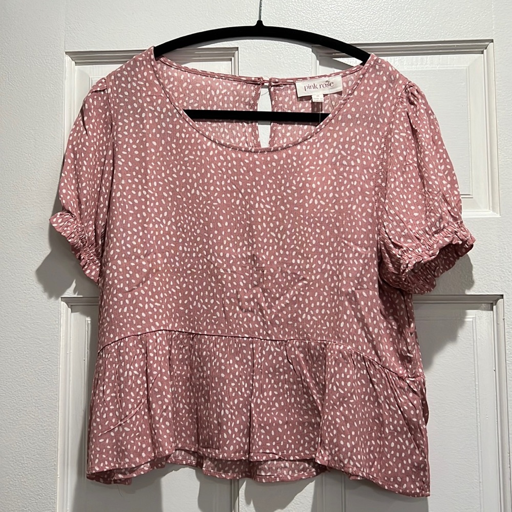 NWT pink shirt with white dots